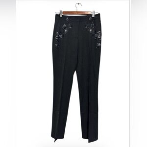 Laundry By Shelli Segal Black Straight Leg Pants with Subtle Embroidery